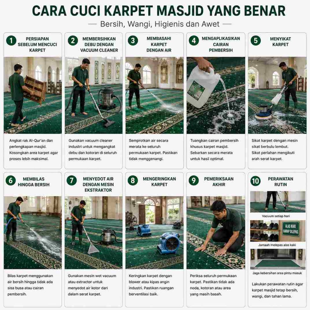Cuci Karpet Masjid Yang Benar Agar Karpet Selalu Nyaman Digunakan